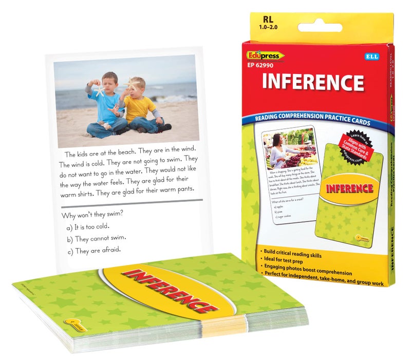 Edupress Reading Comprehension Practice Cards, Inference, Yellow Level (EP62990) Medium - Image 1